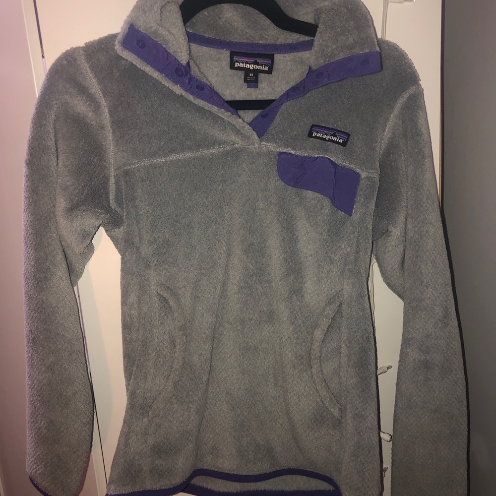Gray and purple Patagonia Pullover
